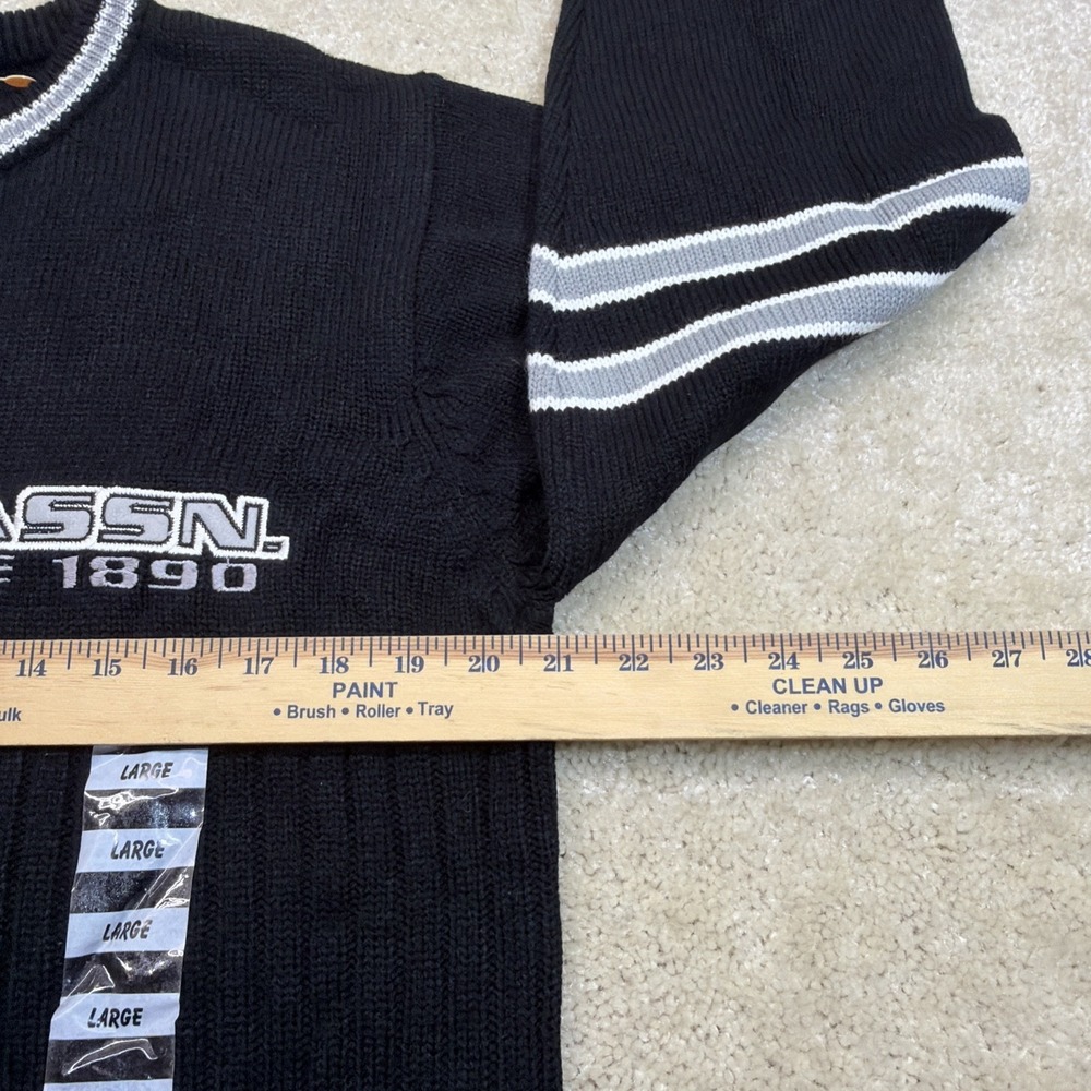 Vintage US Polo Assn Knit Sweater Mens Large Black White Spell Out Pullover - Picture 6 of 7